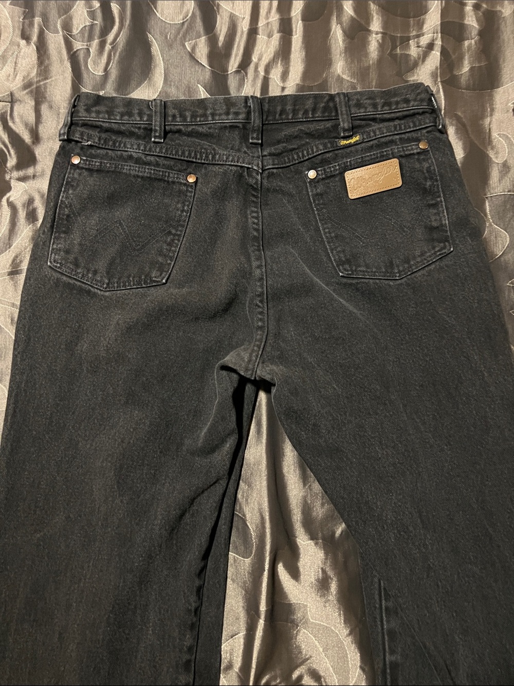 Wrangler Black Straight-Leg Men’s Jeans Made in USA Western Faded 35x36